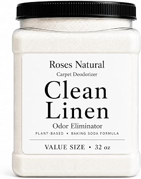 Clean Linen Carpet Deodorizer Powder 32 oz Value Size | Plant-Based Baking Soda Formula | Odor Eliminator for Carpets, Rugs, Upholstery & Pet Beds | Made in the USA Clean Linen