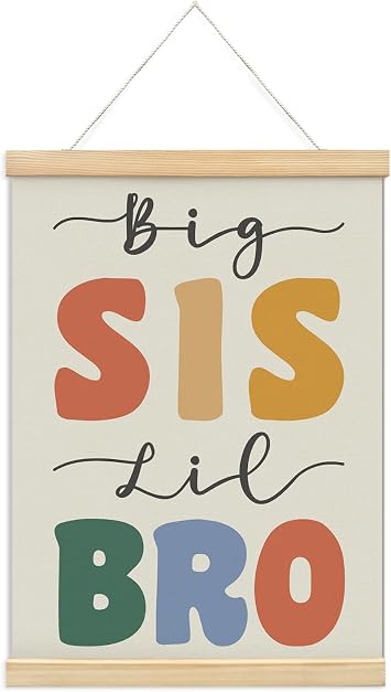 foedor Big Sister Little Brother Poster Hanger Frame,Toddler Kids playroom Wall Decor,Big Sister Little Brother Wall Decor for Kids Room Playroom Nursery,12x16 Inch