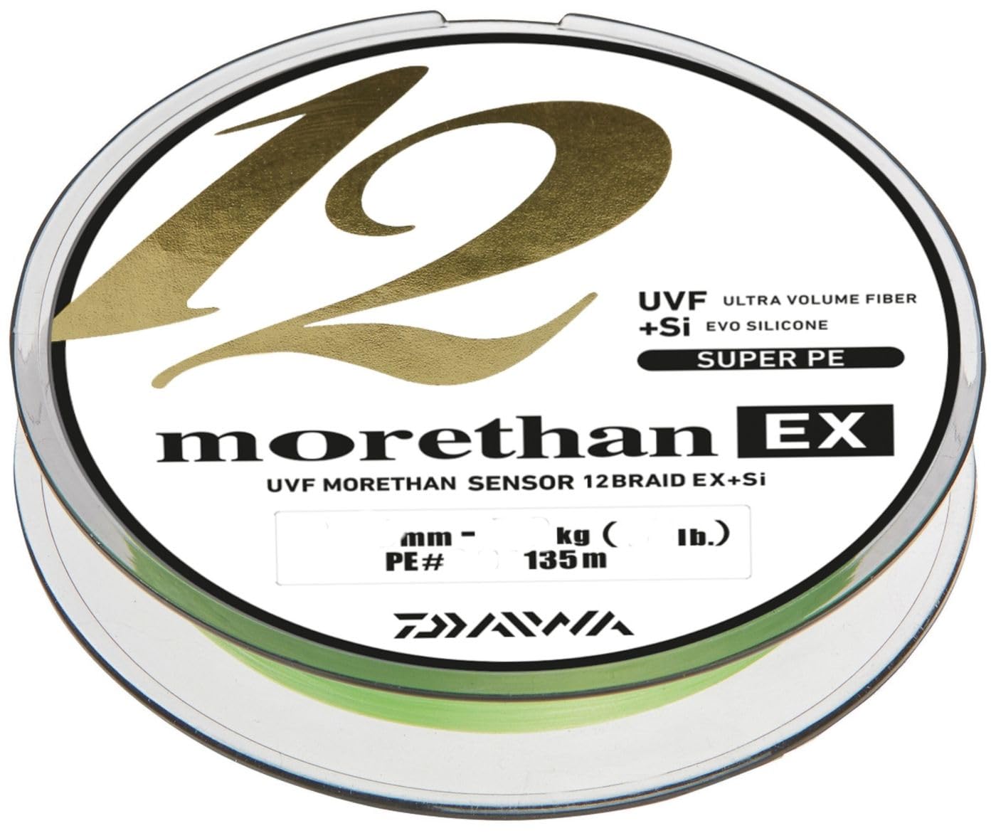 DAIWA Morethan 12 Braid EX+SI, Vert Citron, Fil de Pêche, Ligne Tressée Ronde