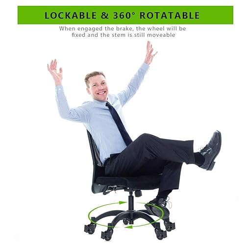 Miniatura 3 de Hirate Ruedas para sillas de oficina con freno, ruedas giratorias resistentes de 2.5 pulgadas con bloqueo, seguras para madera, azulejos y