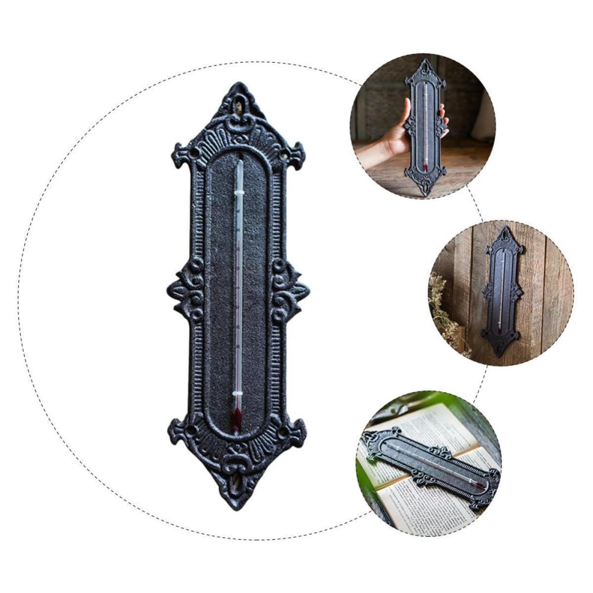 Wandthermometer aus Eisen Schwarz, 1 Stück für Gewächshaus