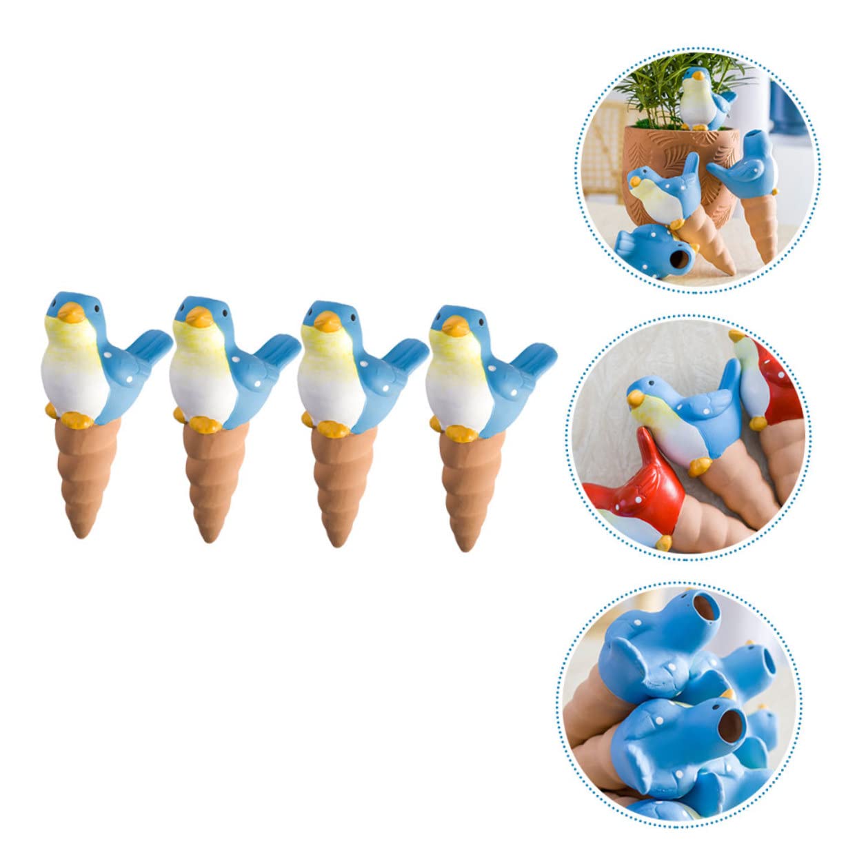 HANABASS Set di 4 Gocciolatori Automatici per Piante in Ceramica a Forma di Uccellino, Facile da Usare, per Giardino e Terrazzo