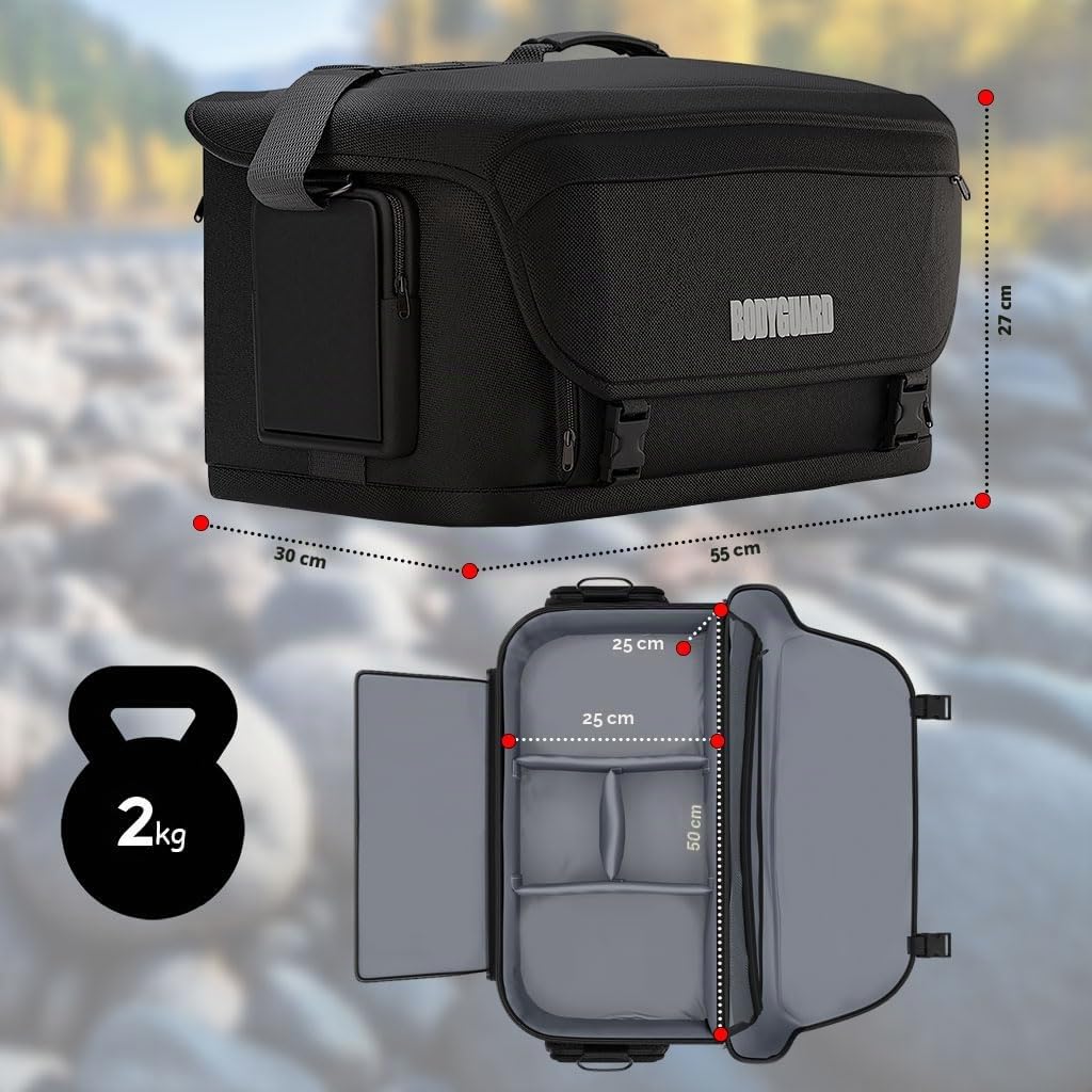 Bodyguard Sacoche imperméable pour appareil photo reflex numérique 4XL, grande capacité, 9 compartiments, épaulière antidérapante et sangle en nylon, compatible Sony, Canon
