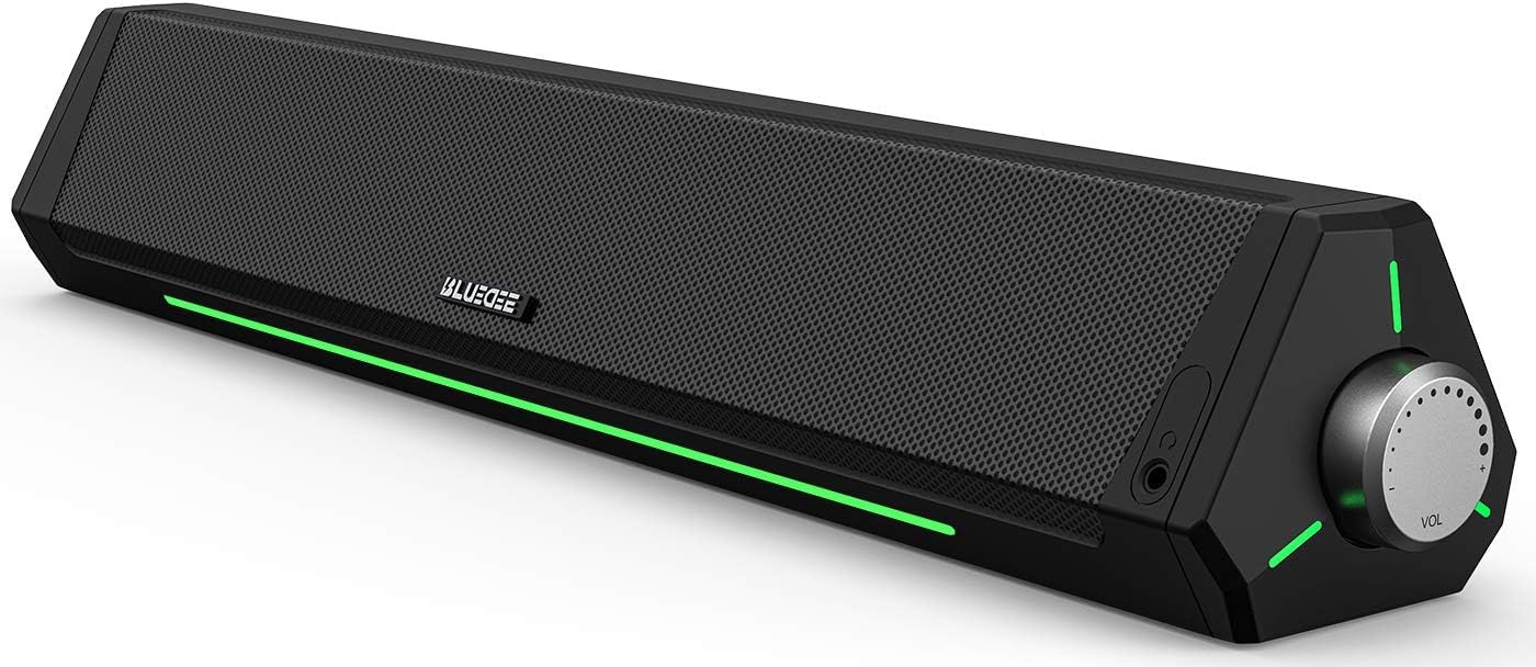 Bluedee Altoparlanti per computer per PC desktop, soundbar del computer, altoparlanti stereo HiFi per computer desktop, Bluetooth 5.0 e 3,5 mm Aux-in PC Soundbar, USB/USB C Powered Gaming Speaker per
