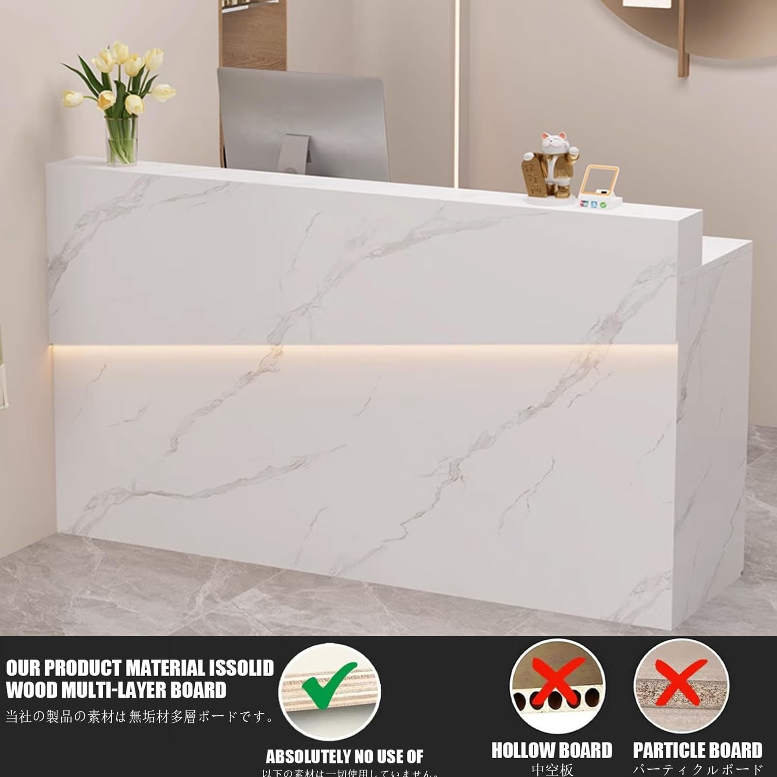 Moderno e compatto banco di ricezione salvaspazio per ufficio per salone di bellezza elegante hall cassa mobili altezza 120 cm/47 pollici perfetto per piccoli spazi
