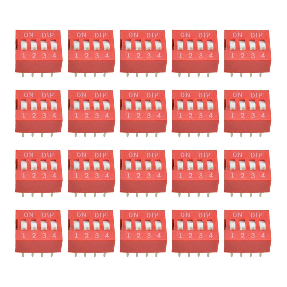 Comidox 20PCS 4-Bit 4 Position Way DIP Slide Type Switch