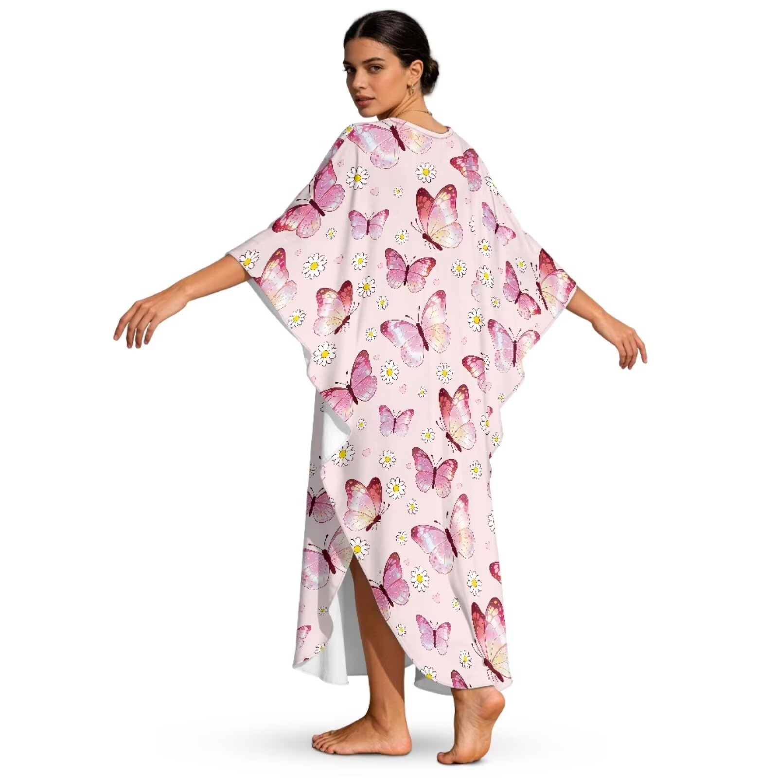 Abito caftano estivo da donna, copricostume da bagno con scollo a V, maniche a pipistrello, abiti da caftano