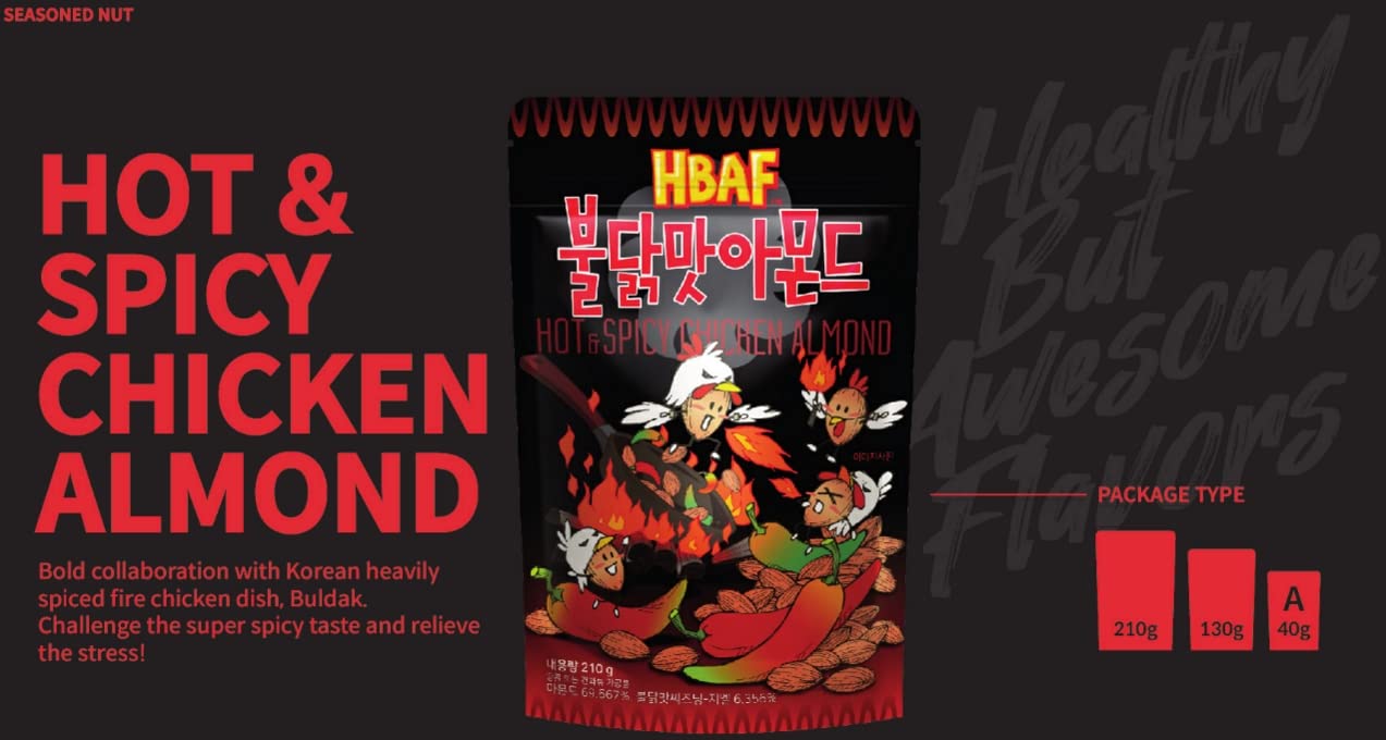 [Official Gilim HBAF] Korean Seasoned Almonds 3 Flavor Pack Mix (1 Honey Butter, 1 x 190g, 1 Wasabi, 1 x 190g, 1 Hot and Spicy Chicken, 1 x 190g)