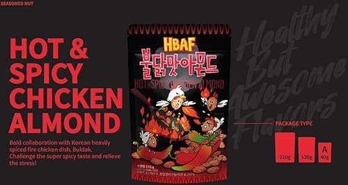 Miniatura 4 de [Official Gilim HBAF] Mezcla de 2 sabores de almendras sazonadas coreanas (1 pan de ajo, 1 x 6.70 oz, 1 pollo picante y picante, 1 x 6.70 oz)