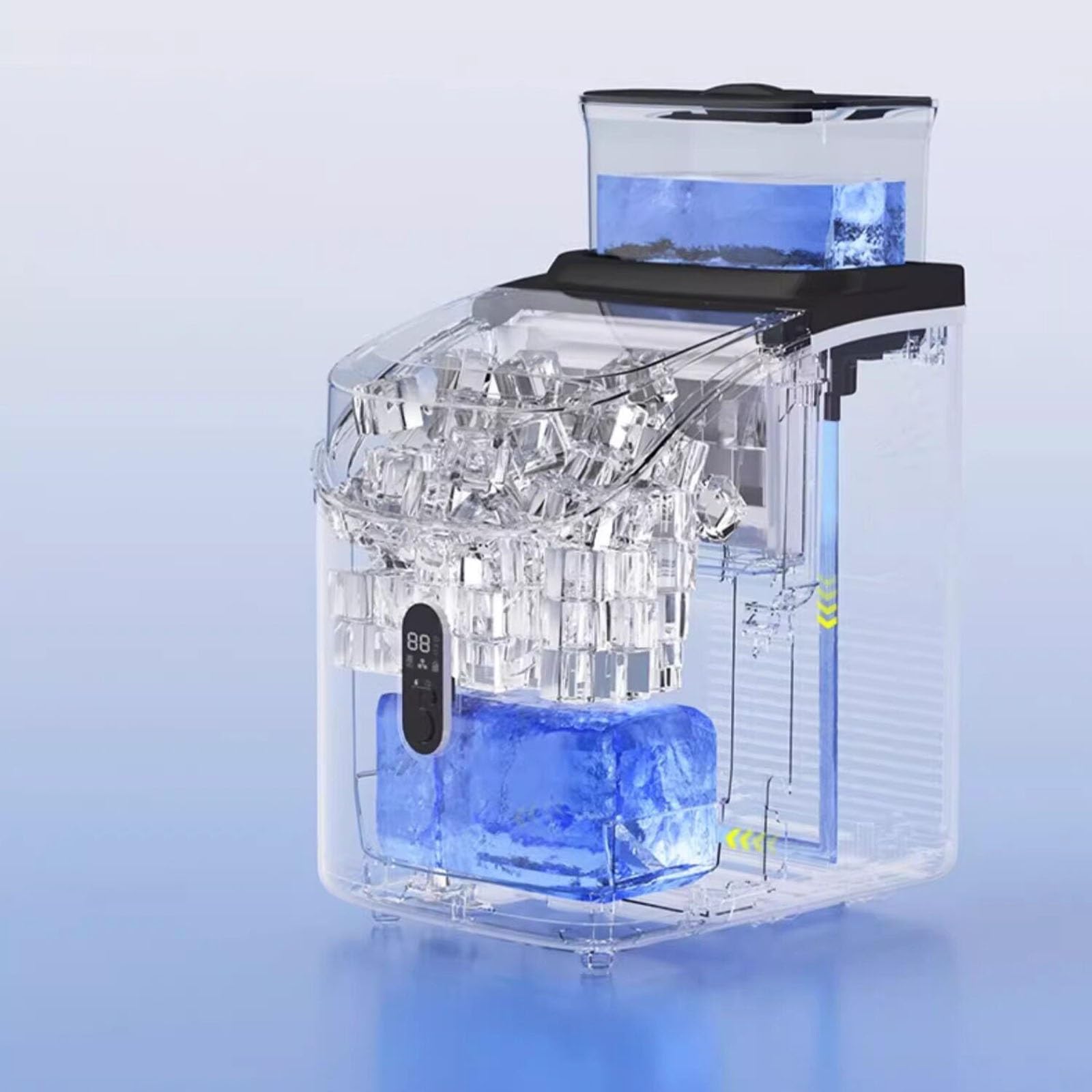 Máquina para Hacer Hielo de Sobremesa, Máquina para Hacer Hielo Portátil, Fabricación de Hielo Temporizada, Autolimpieza con Un Solo Botón, Adecuada para El Hogar Y Cafeterías Pequeñas(B)
