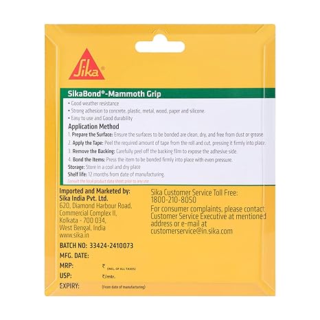 SIKA - Double Sided Tape - Sikabond Mammoth Grip IN - Heavy Duty - Multipurpose Removable Traceless Mounting Adhesive Tape for Walls/Home/Office - Strong Sticky Strips Grip Tape - Transparent 15mmx3m - Image 3