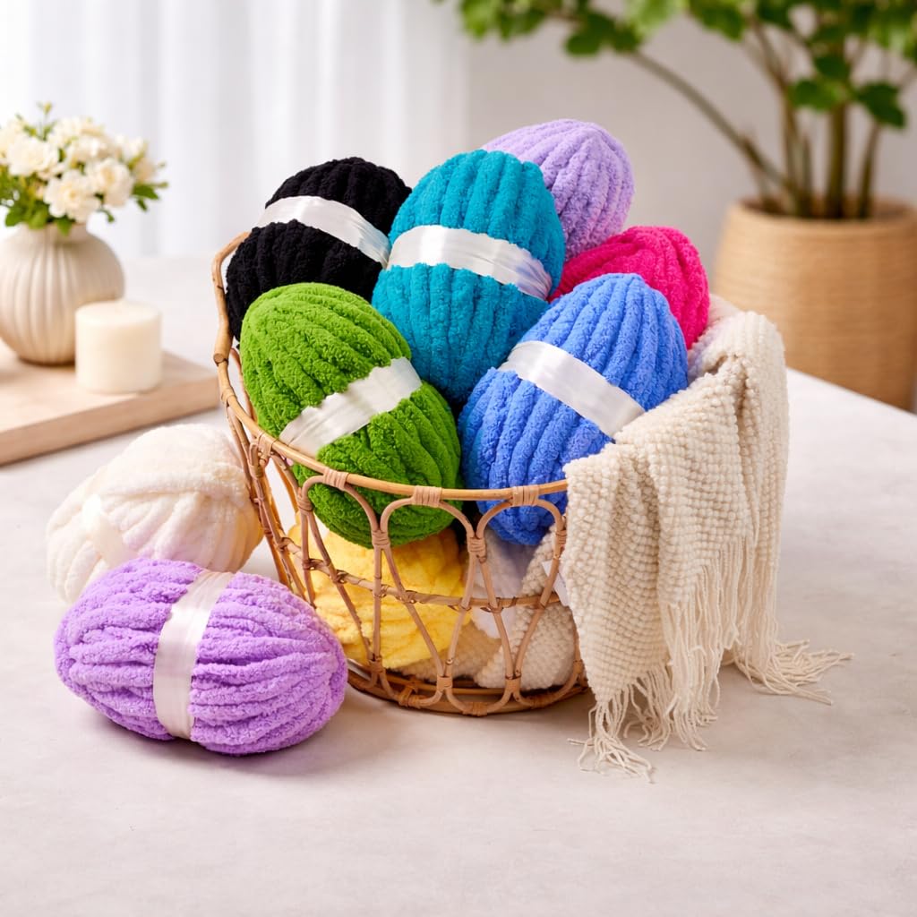 8.5oz Chunky Chenille Yarn 0.78in Thick for Crochet, Hand Knitting Soft Blanket DIY Craft Projects - 5