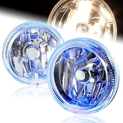 HK5 Par universal de 4 pulgadas redondo azul halo DRL carcasa cromada lente transparente antiniebla luces de conducción Kit de montaje, bombillas e