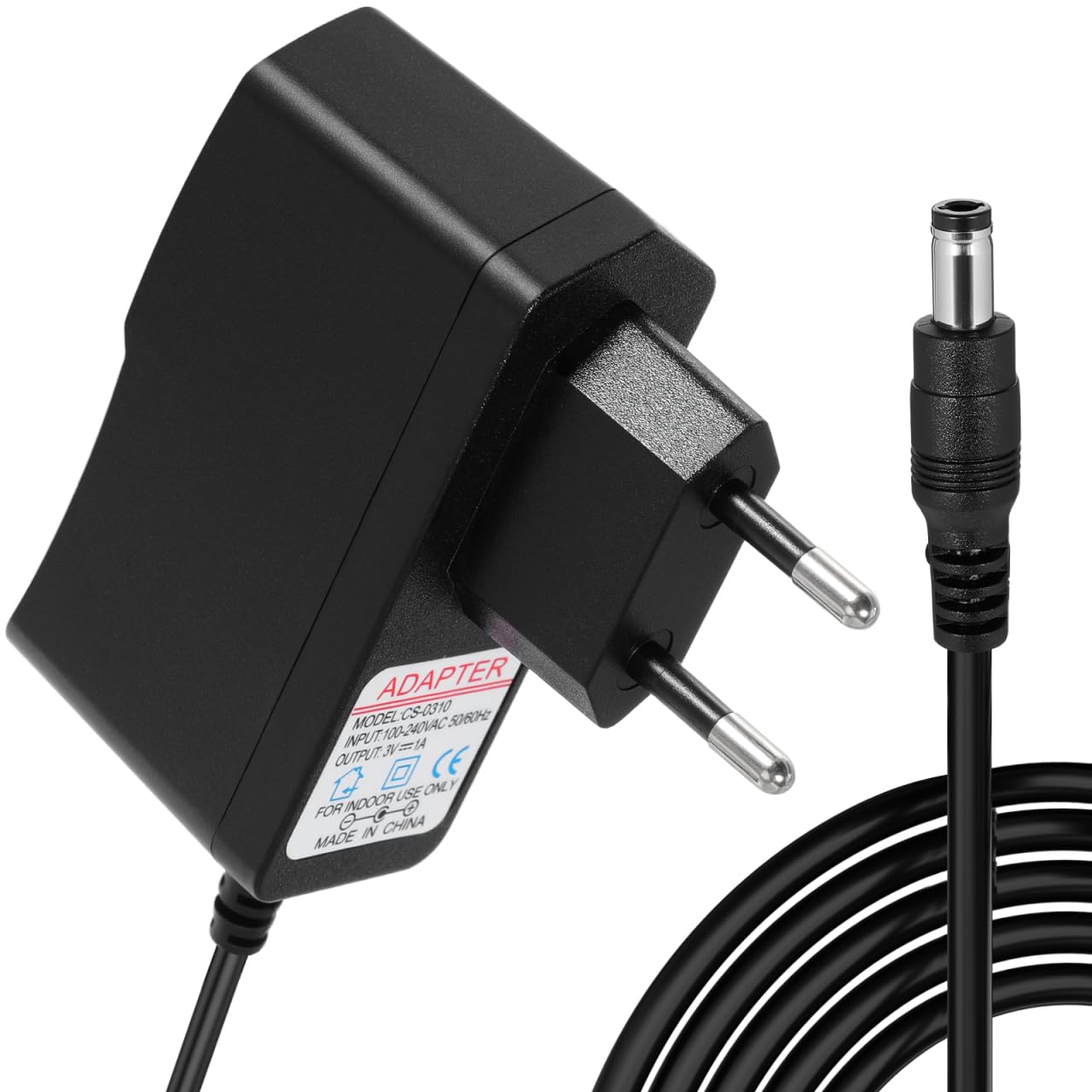 Gadpiparty Zasilacz sieciowy 3 V 1 A, DC 5,5 x 2,1 mm, zasilacz sieciowy z wtyczką EU, AC 100-240 V na DC 3 V 3 W adapter ładowarka, zasilacz zastępczy do małych urządzeń elektronicznych, dekoracji