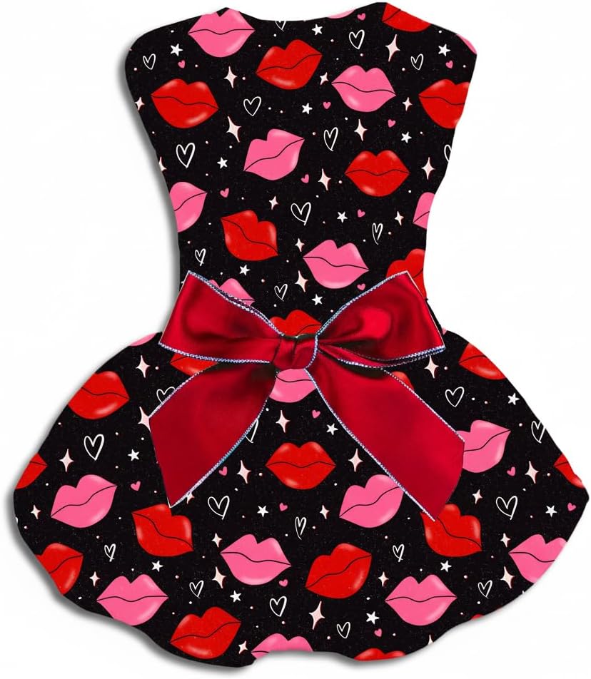 Vestido de San Valentín para Perro Pequeño Mediano con Estampado de Corazones