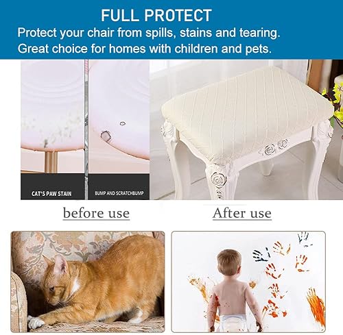 Miniatura 7 de ANWUCHEN - Fundas de taburete rectangulares, paquete de 4 fundas elásticas rectangulares para taburetes de bar, fundas elásticas para taburete de