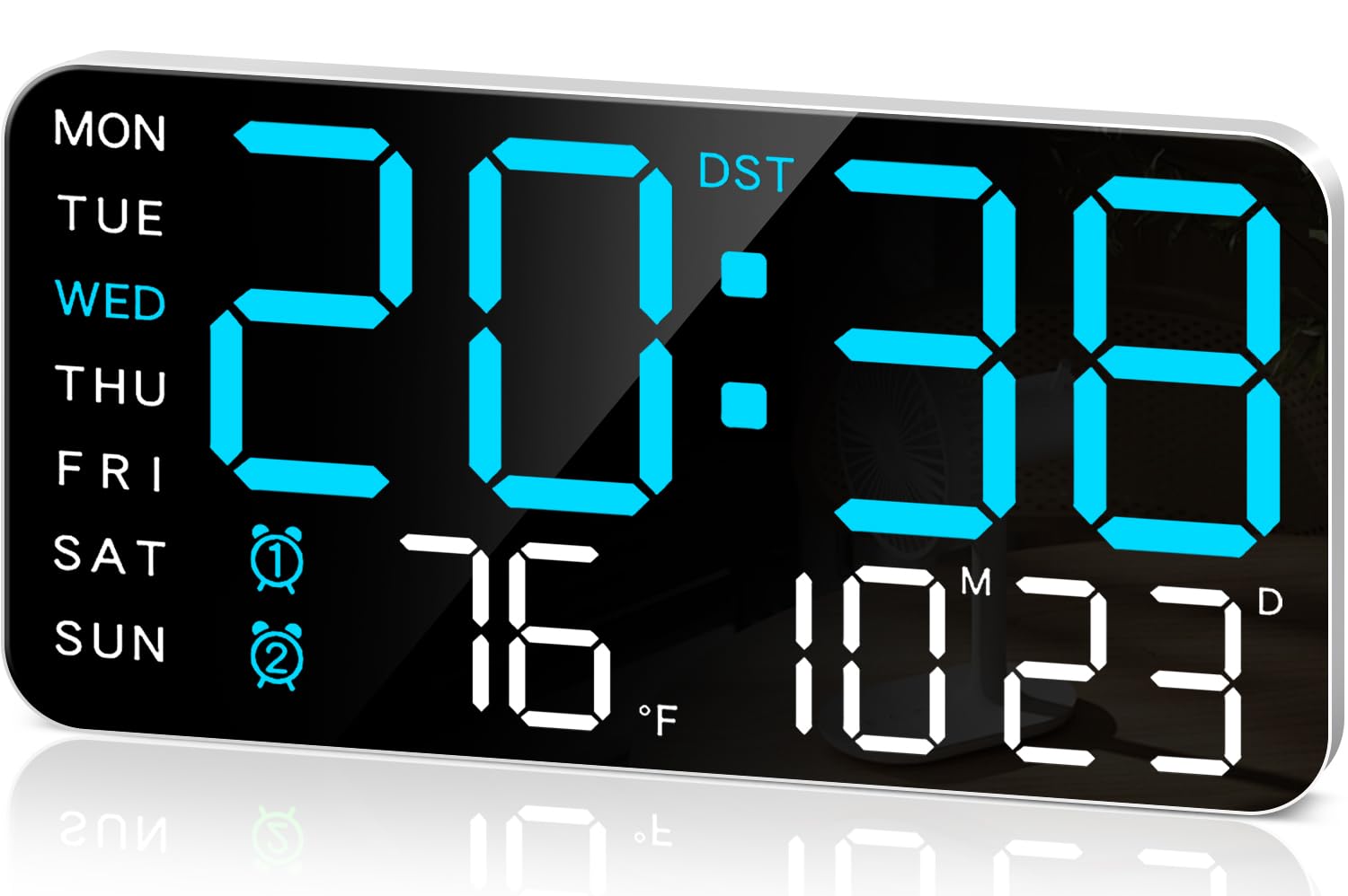 MASHI 8.4''Large Digital Wall Clock, Led Alarm Clock with Big Digits, Date, Temperature, DST, Modern Decor Design for Desk,5-Level Brightness for Room, Bedroom, Gift, Yougster and Elderly