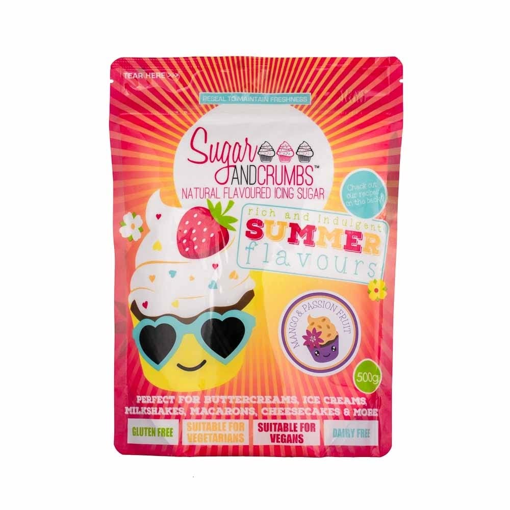 Sugar and Crumbs Mango & Passionfruit Natural Flavoured Icing Sugar for Cakes, Buttercream and Other Baking - 500g