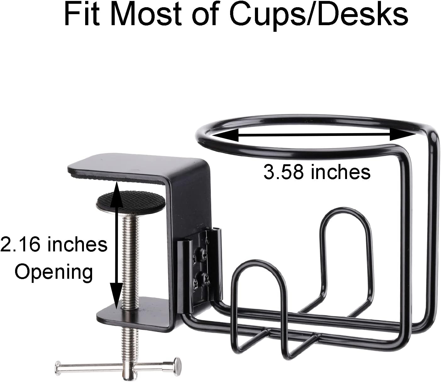 Large Desk Cup Holder, Clip On Table Cup Holder, Anti-Spill Drink Holder for Lawn Chair, Horizontal or Vertical Mount, Pack of 1, Black - Image 5