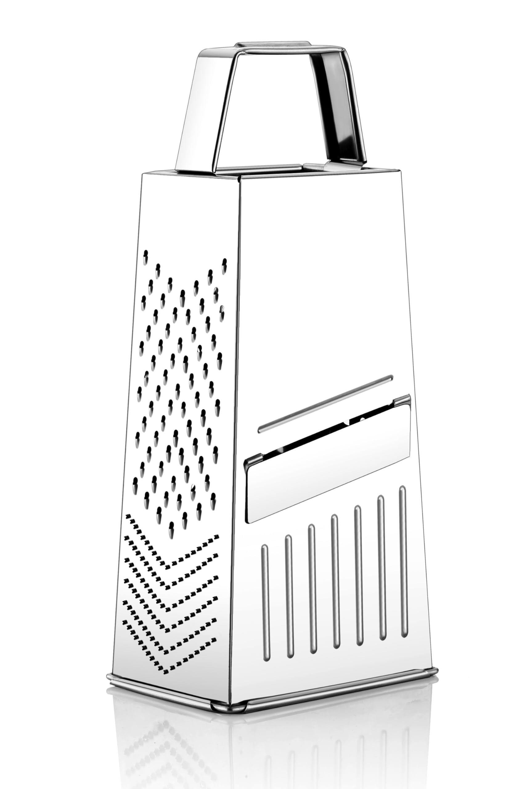 Henny Professional Box Grater, Stainless Steel, 4-Sided Kitchen Grater and Slicer for Vegetable,Cheese,Chocolate,Ginger,etc