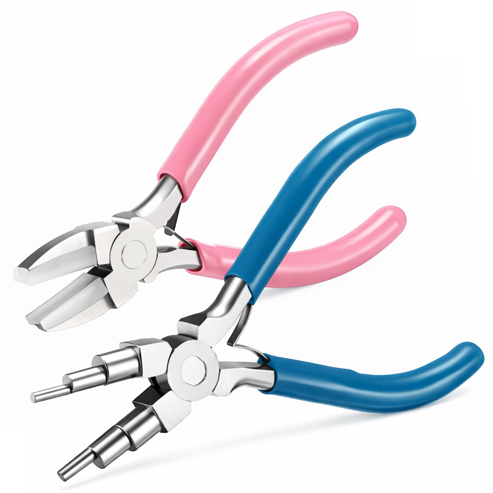 Mudder 2 Pcs Jewelry Making Tool 6 in 1 Bail Making Plier,Blue and Pink