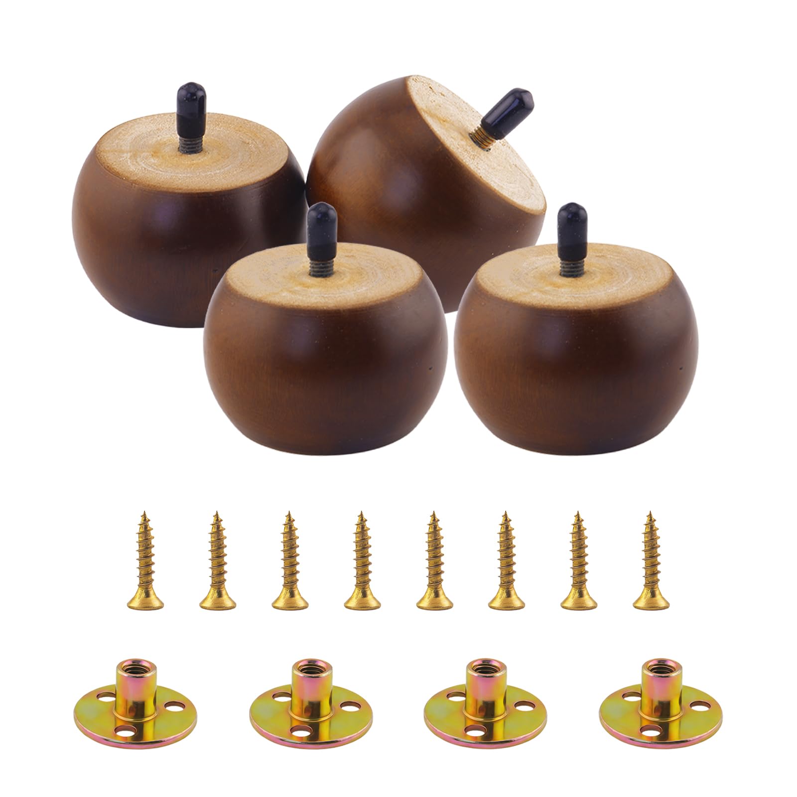 Photo 1 of Muniqinyar Set of 4 Wood Furniture Legs 2 inch Walnut Bun Feet for Furniture Ottoman Couch Cabinet Sofa with M8 Bolt Predrilled