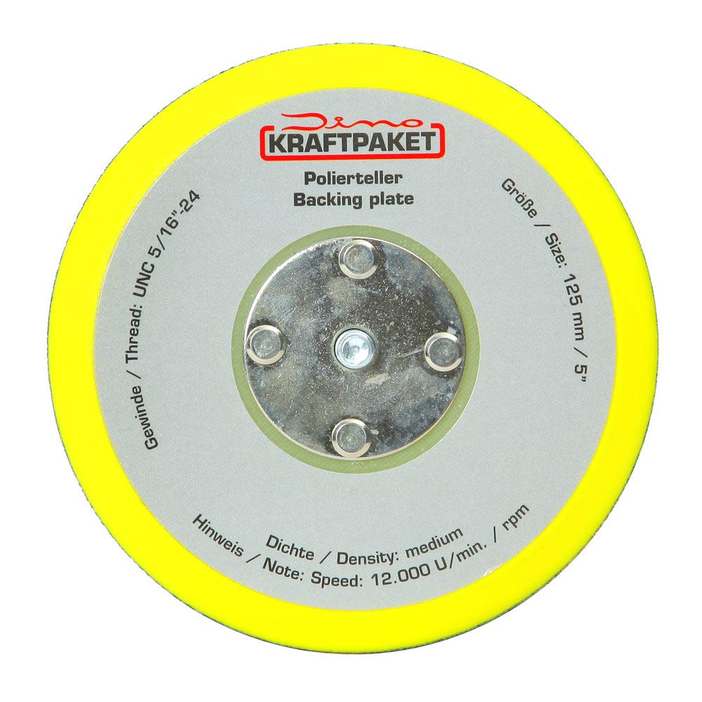 Dino KRAFTPAKET Set upgrade composto da piastra di supporto da 75 mm 125 mm e tamponi lucidanti. Adatto per lucidatrice eccentrica 9 mm - 650 W (640220, 640296) per lucidatura auto