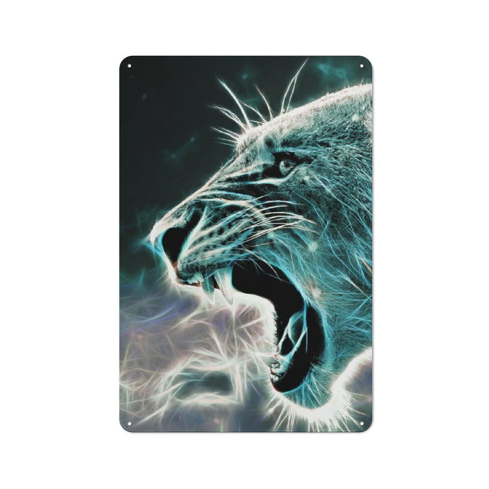 Lion Fractal Retro Metal Wall Decor 30x20cm, Metal Sign for Pub, Home Bar, Shed Or Man Cave, for Relaxed Wall Styling