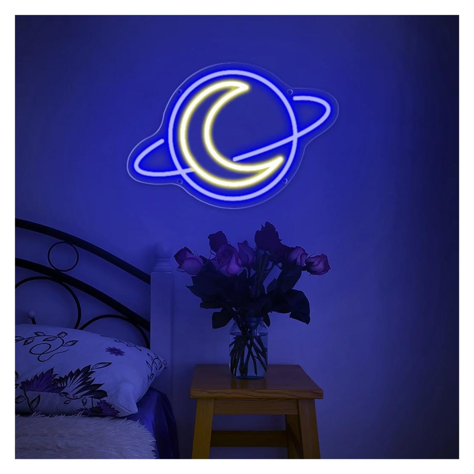Decoración Lámparas Luces De Neón De Luna, Luces Nocturnas Regulables Alimentadas Por USB Para Sala De Juegos, Decoración De Luces Colgantes De Pared De Tienda 27.44cmx30cm