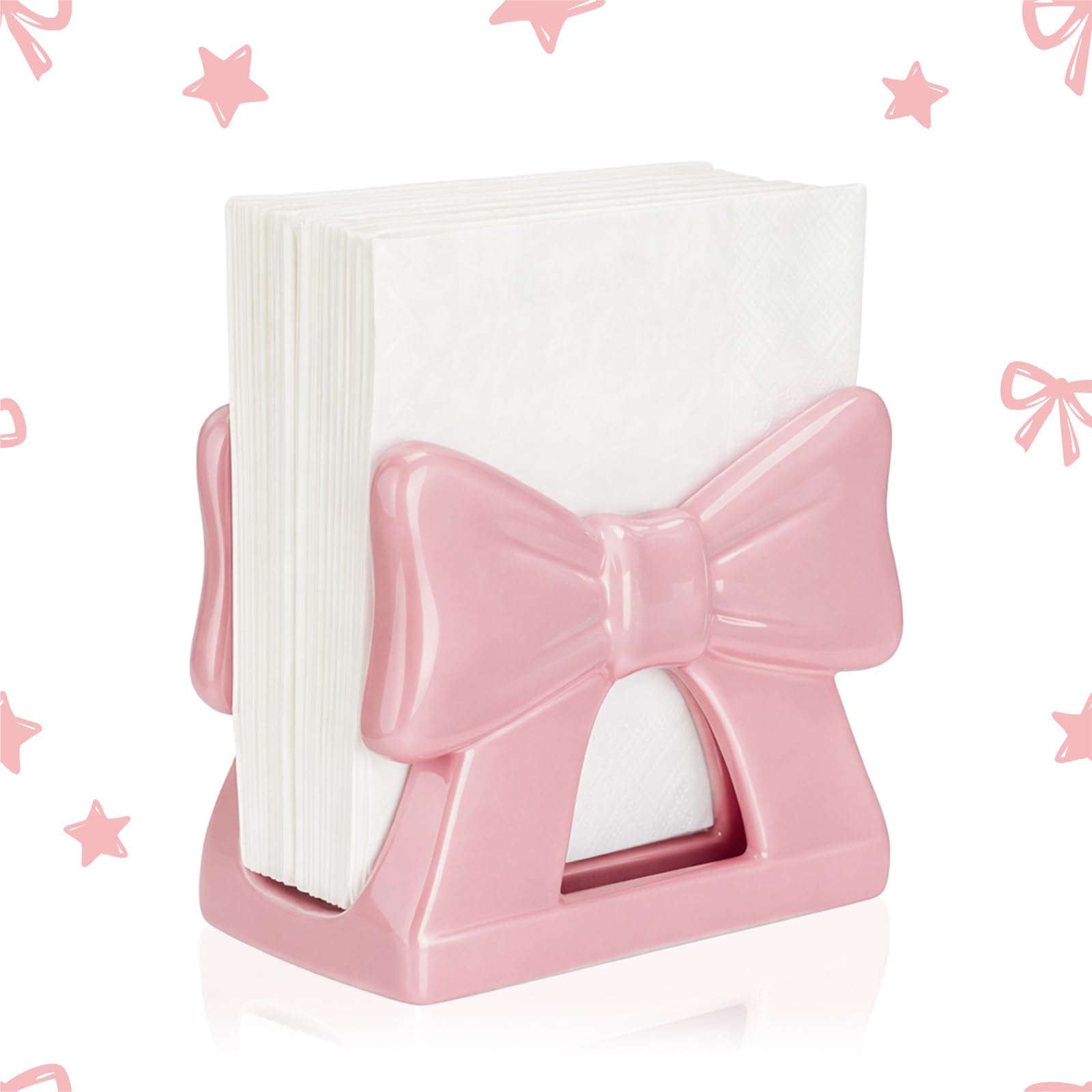 Porte-serviettes en céramique rose pour comptoir et table, fini le désordre