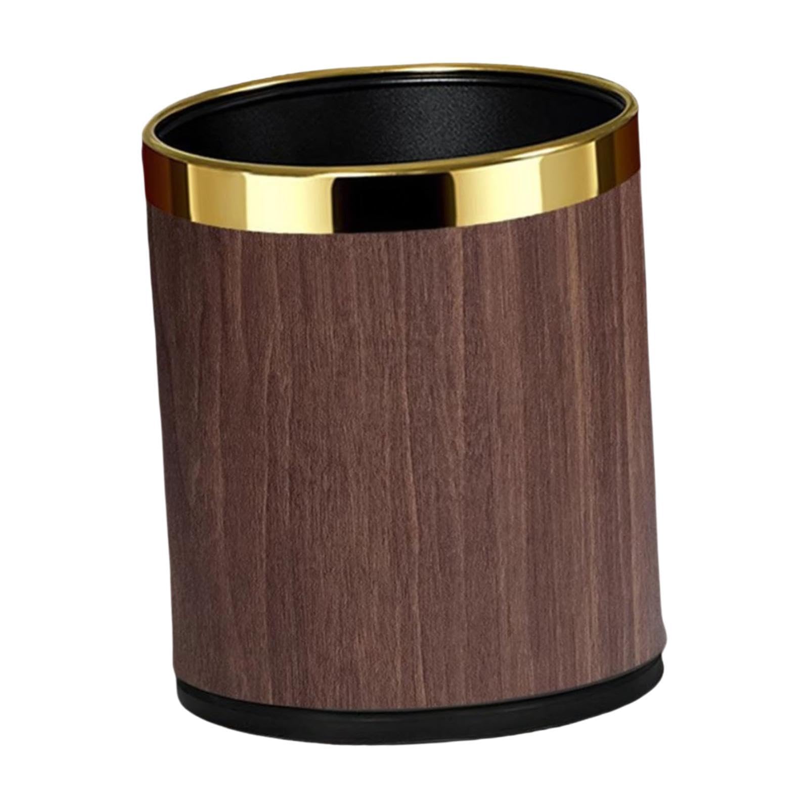 Poubelle de cuisine bois dorée 10L corbeille rustique pour maison et restaurant vertical