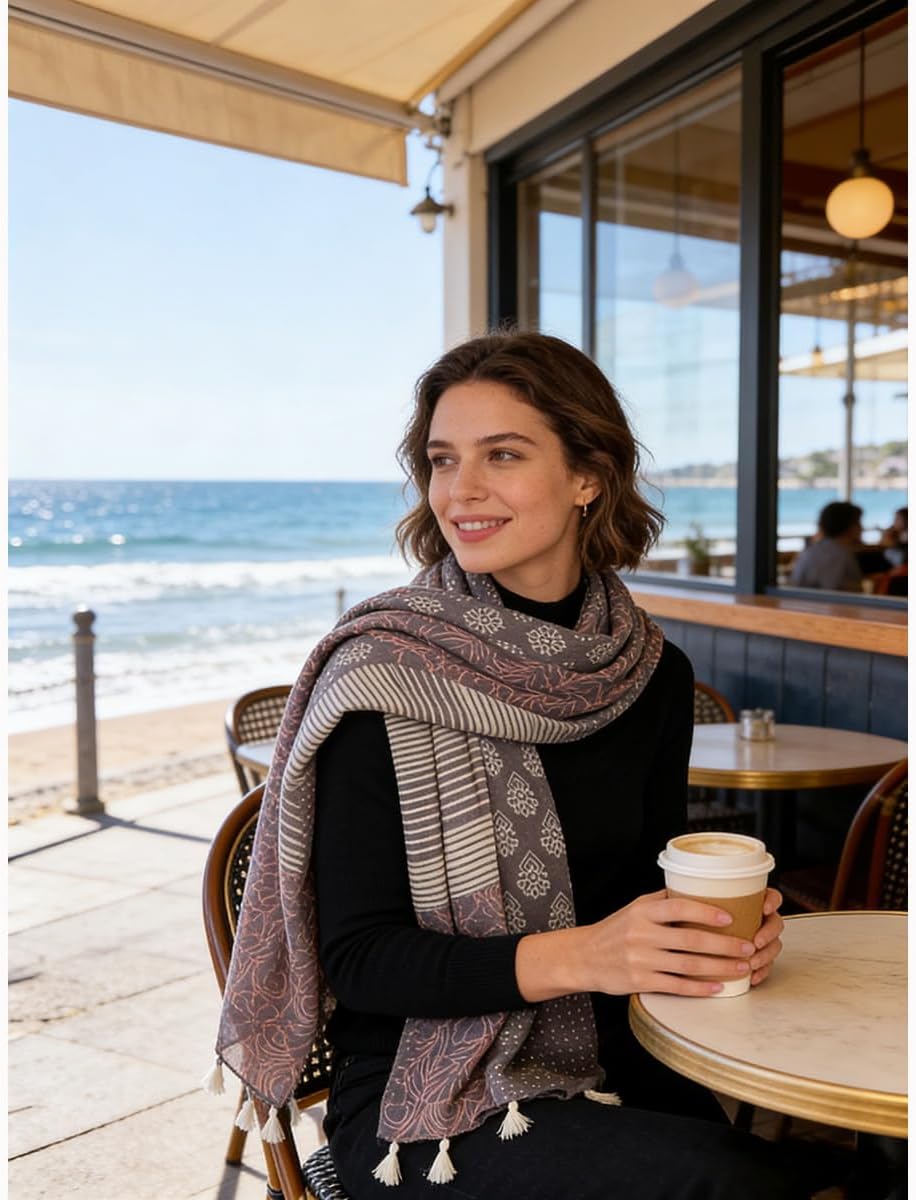 Soft Scarf for Women Girls Boho Large Lightweight Scarves Shawls Wraps for Four Seasons 70 x 35 inches - Image 5