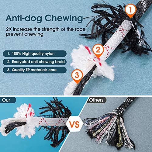 JBYAMUK 5 FT Strong Dog Leash with Comfortable Padded Handle and Highly Reflective Threads for Medium and Large Dogs (5-FT, Black Black)