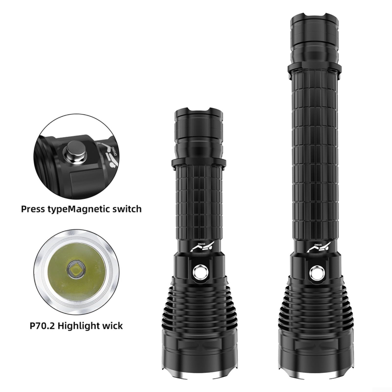 FACAIIO Lampe torche de plongée étanche rechargeable 4000 lm pour la plongée, l'escalade, le camping, la pêche, la spéléologie (F)