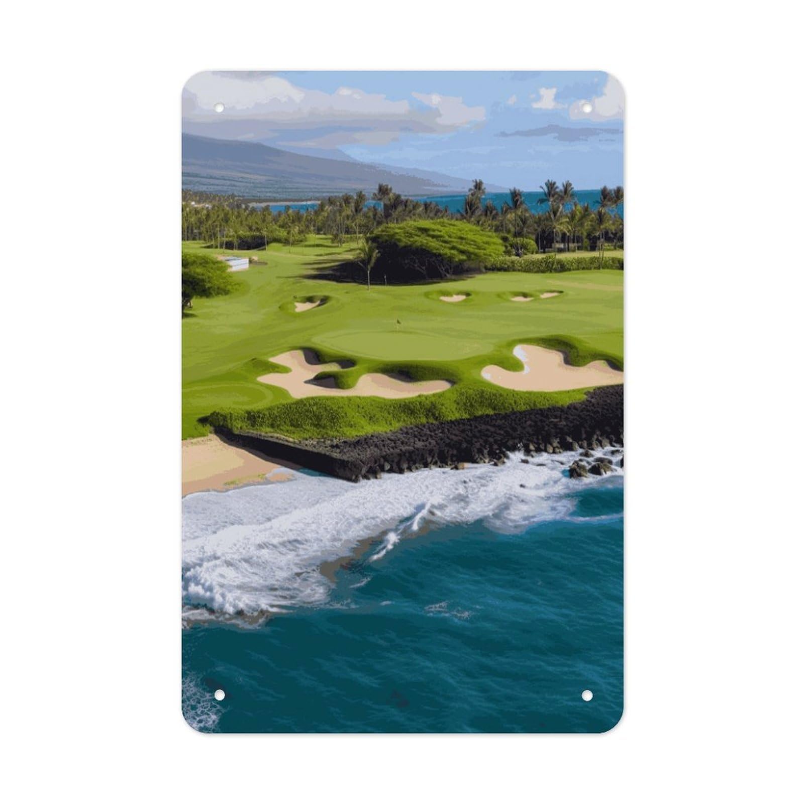 Btcowzrv Style Hawaii Beach Golf Course Metal Tin Sign Wall Decor Hanging Plaque