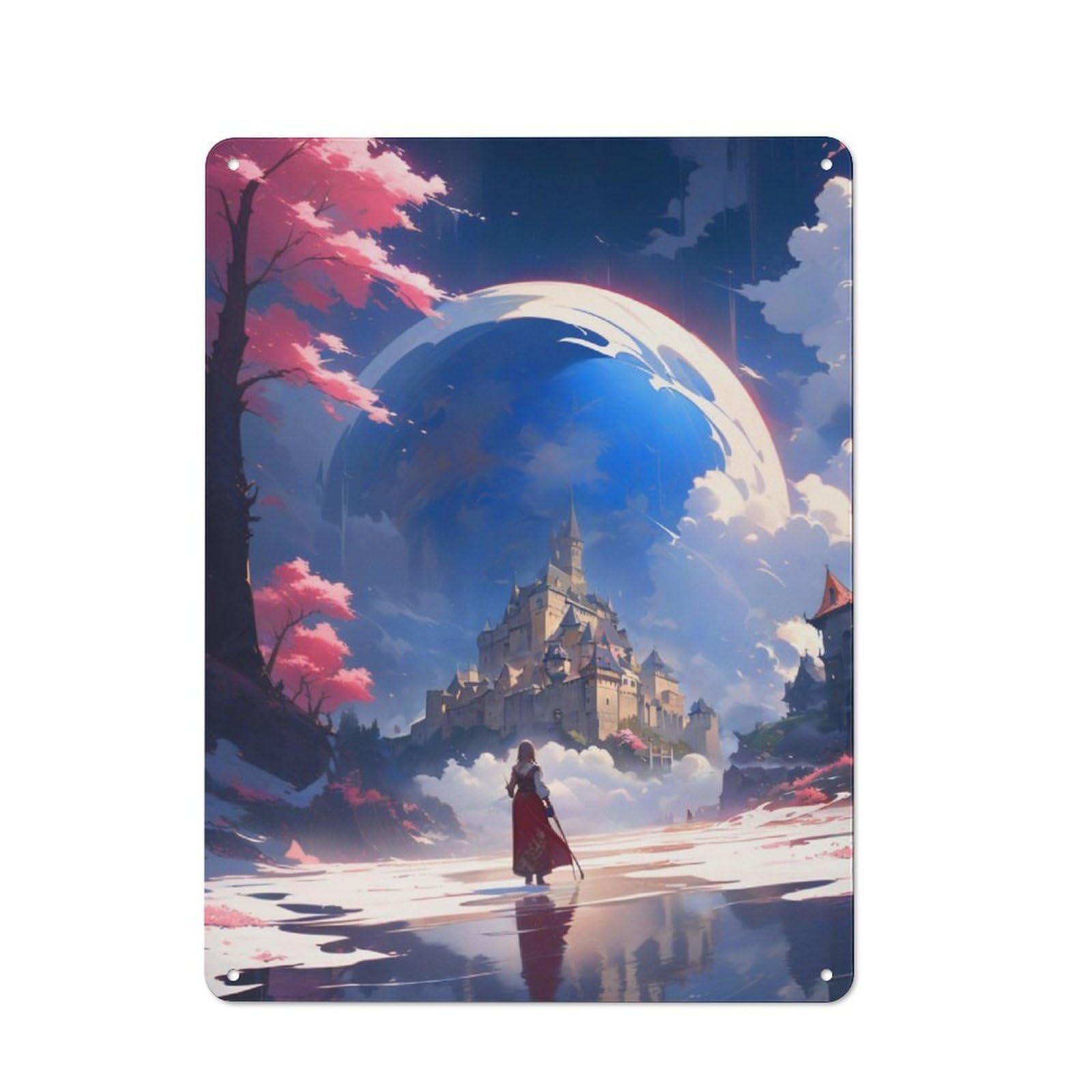 Junmoney Castle Fantasy Vintage Metal Plaque 40X30cm For Man Cave Or Games Room, For An Autumn Update To Man Cave And Games Room