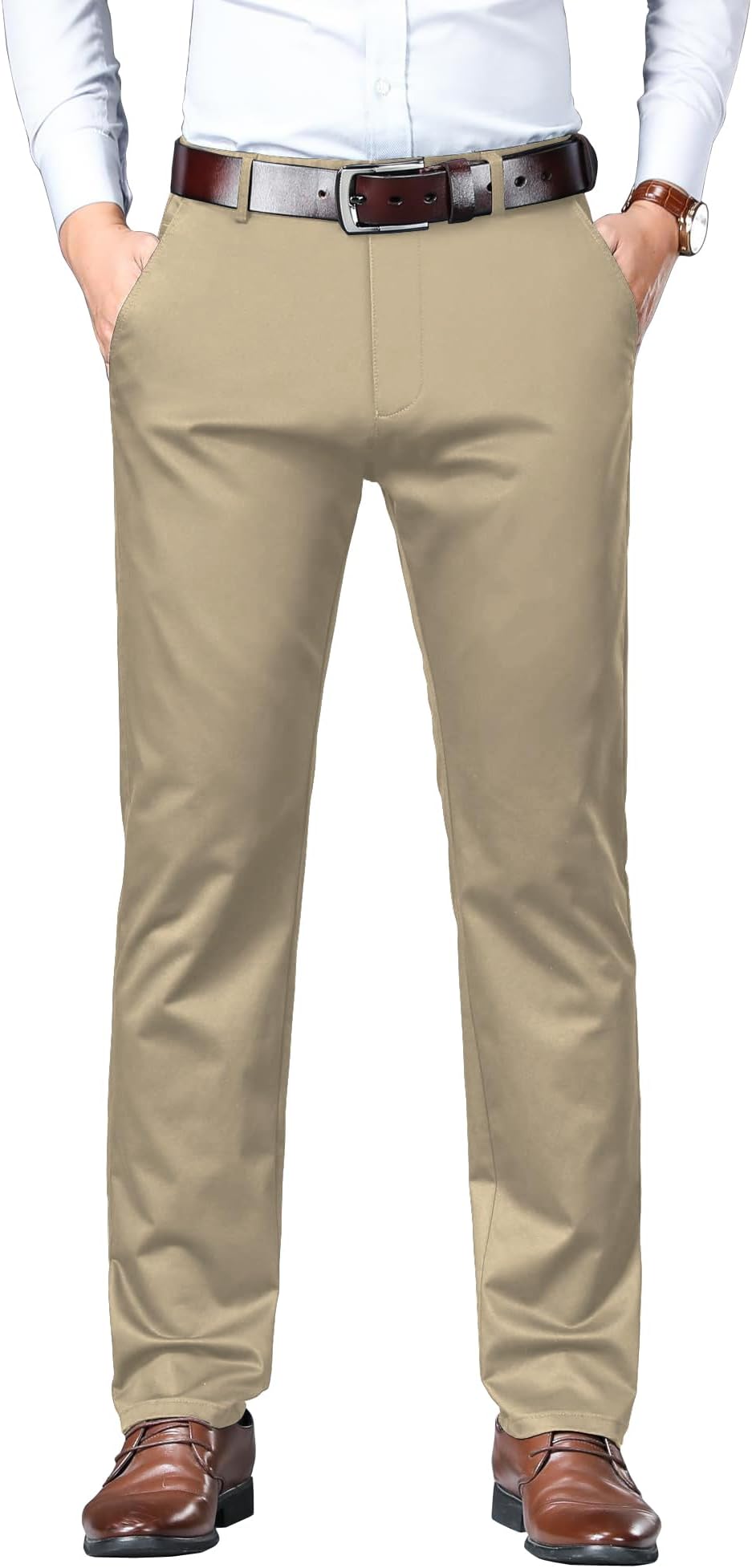 Men's Trousers Light Business Style Slightly Stretch Straight Leg Pants for Outdoor Casual Daily Trouser II Men's Regular Casual Pants Trouser (Trouser 126)