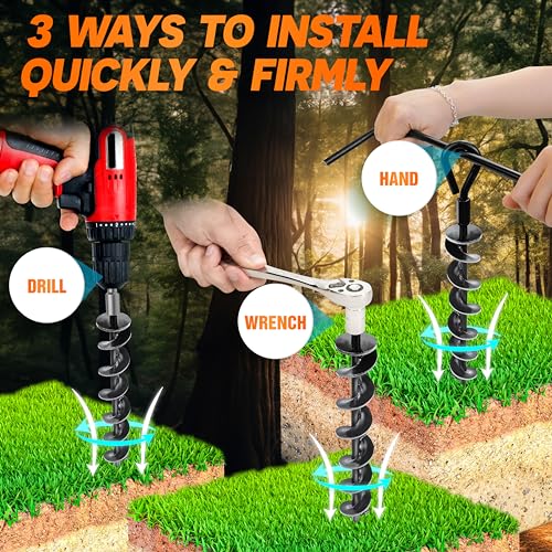image for PAMAZY [Premium] 4 Pack Ground Anchors with Power Nut Driver Drill Bit