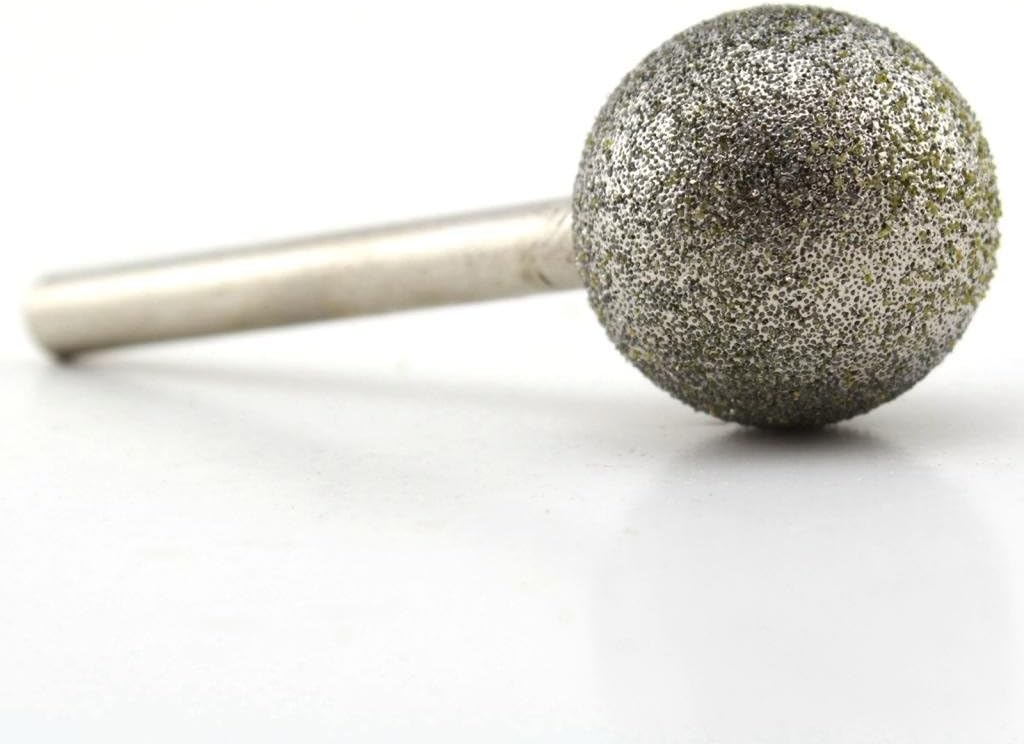 JINGLING 20mm 3/4 inch Spherical Head Diamond Grinding Bits Round Ball Bit Sphere Rotary Burr Grit 80 Stone Carving Tools 1/4" Shaft Attachment for Bosch, DeWalt, Makita