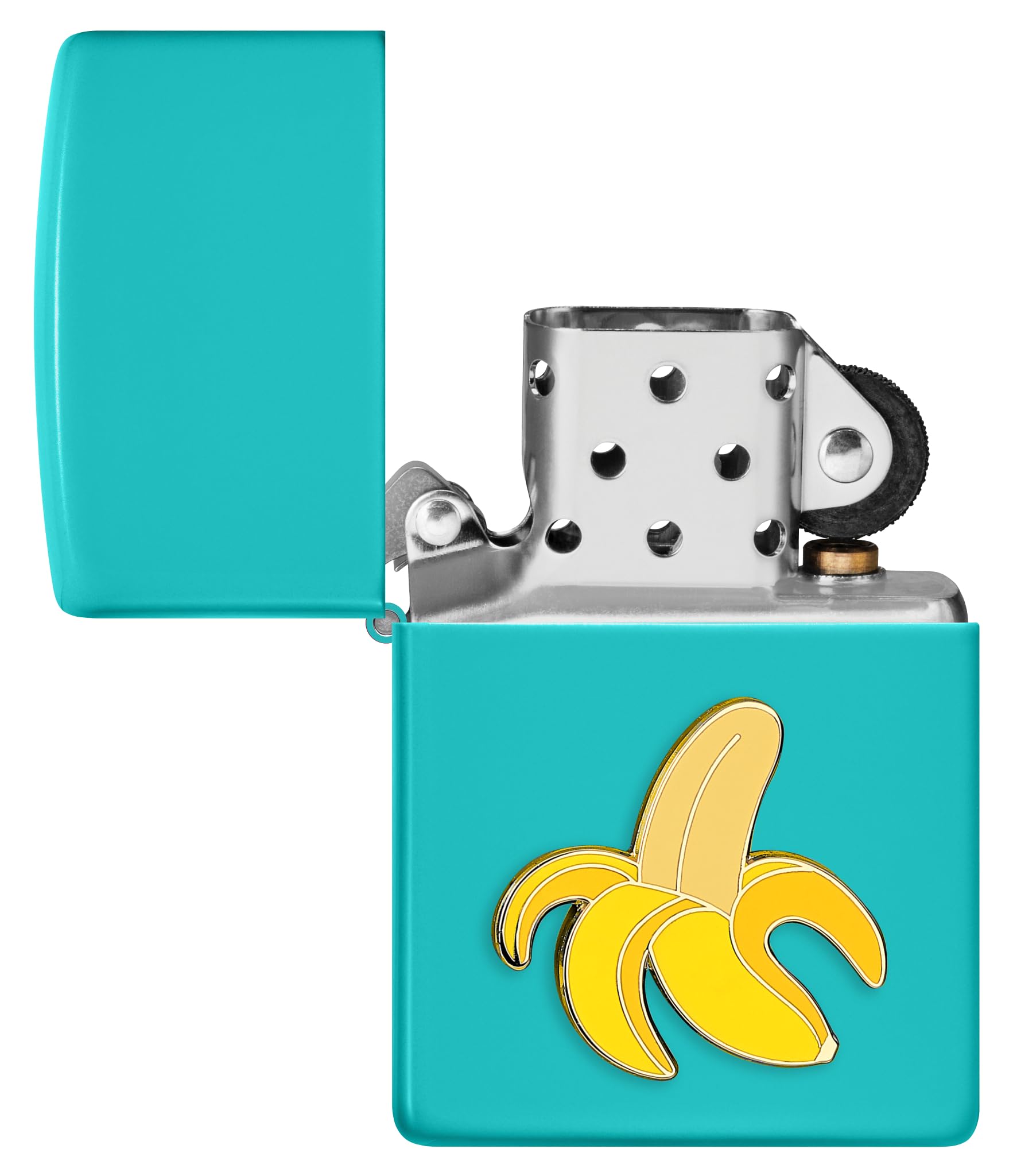 Zippo Sturmfeuerzeug Foodie Banane Flat Turquoise Emblem Nachfüllbar Windfest Geschenkbox Made in USA