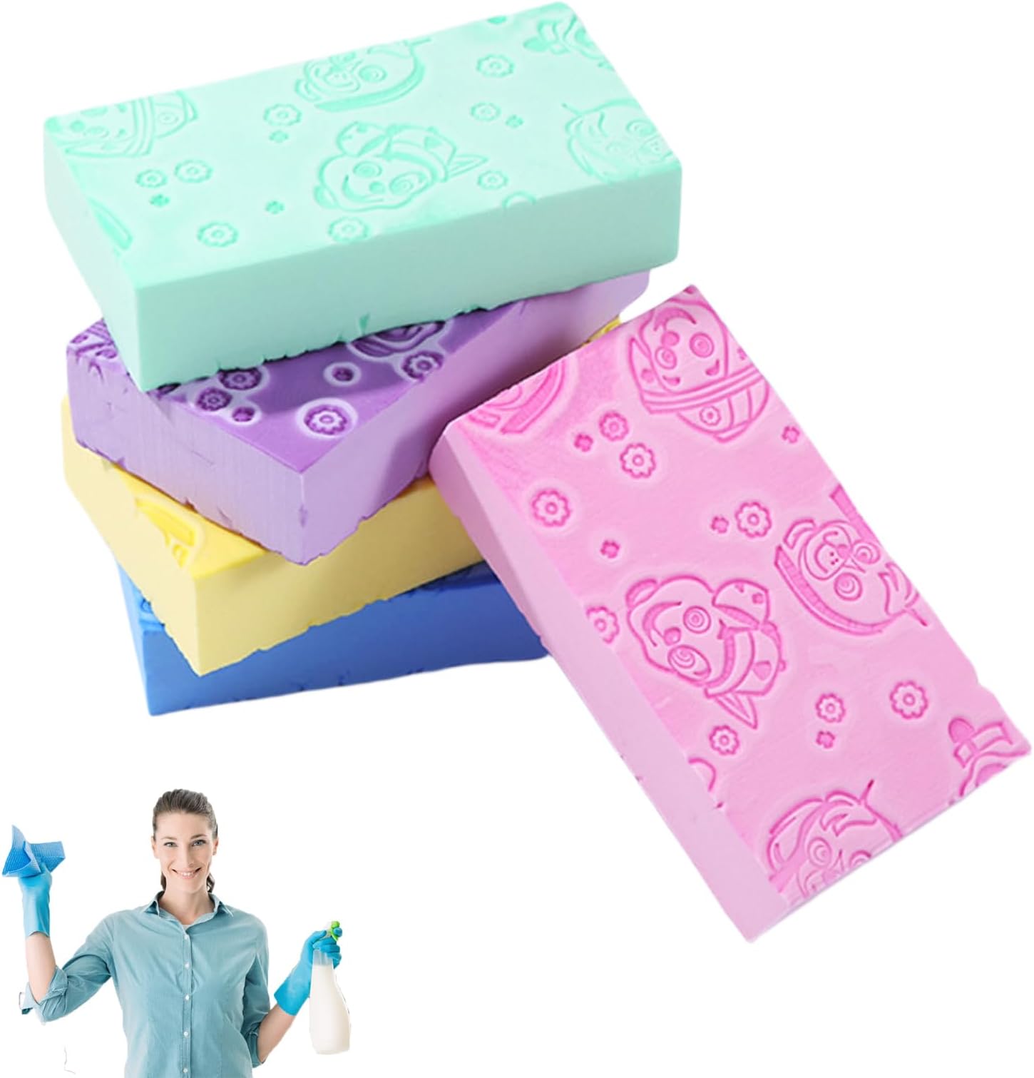 2Pcs Cleaning Sponge for Kitchen Damp Duster Reusable Dusting Sponge Damp Cleaning Sponge Duster for Cleaning Baseboards,Vent,Skirting Boards and Mirrors (Color Random).
