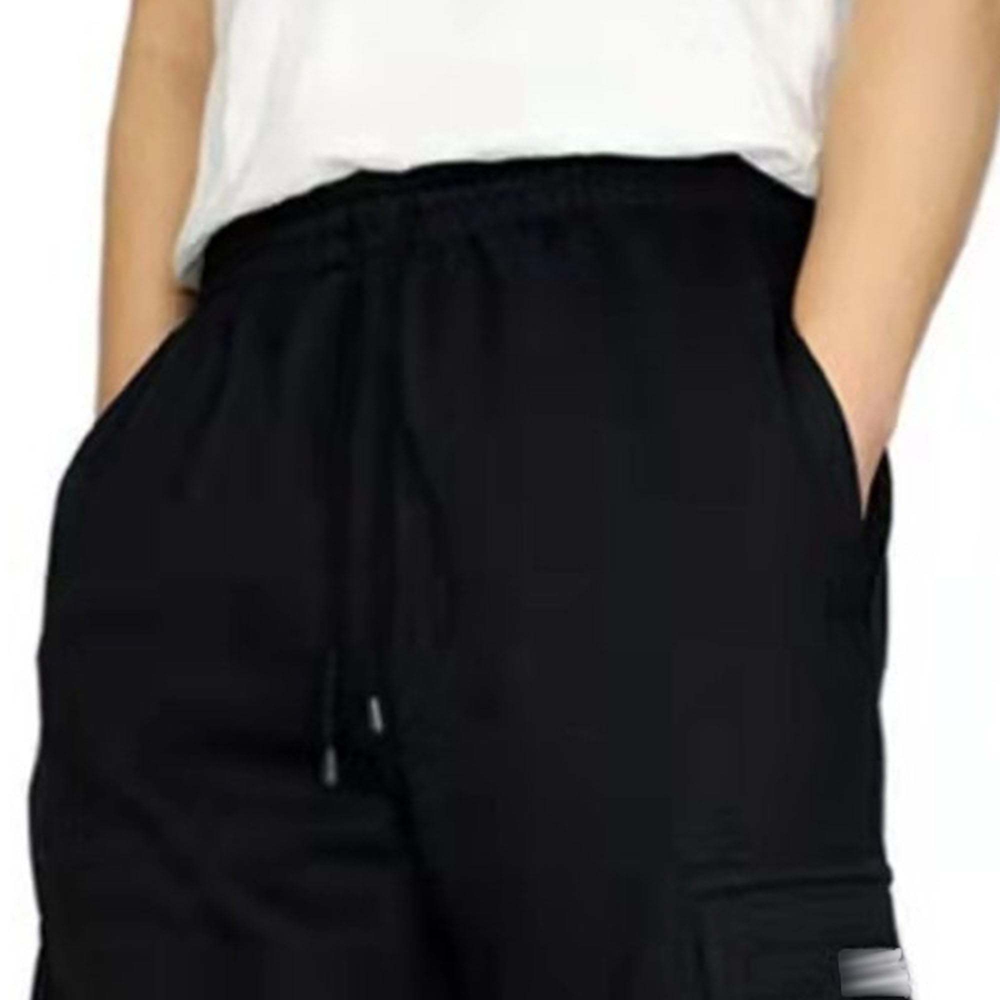 Men's Baggy Cargo Sweatpants Plus Size Drawstring Straight Leg Work Pants with Pockets Jogger Hiking Pants (Black,Medium)