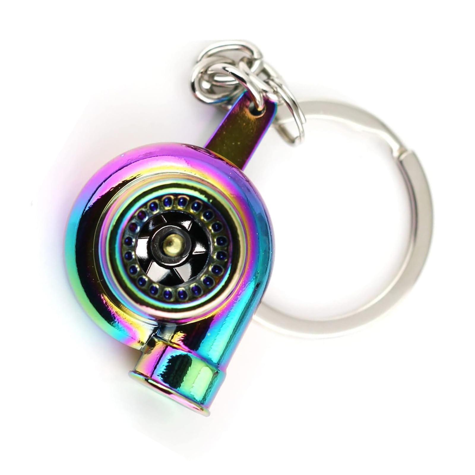 Pack-1 Car Polished Turbo Keychain, Ring Rotating Key Ring, DIY Small Toys for Car Key Decoration (Multicolored)