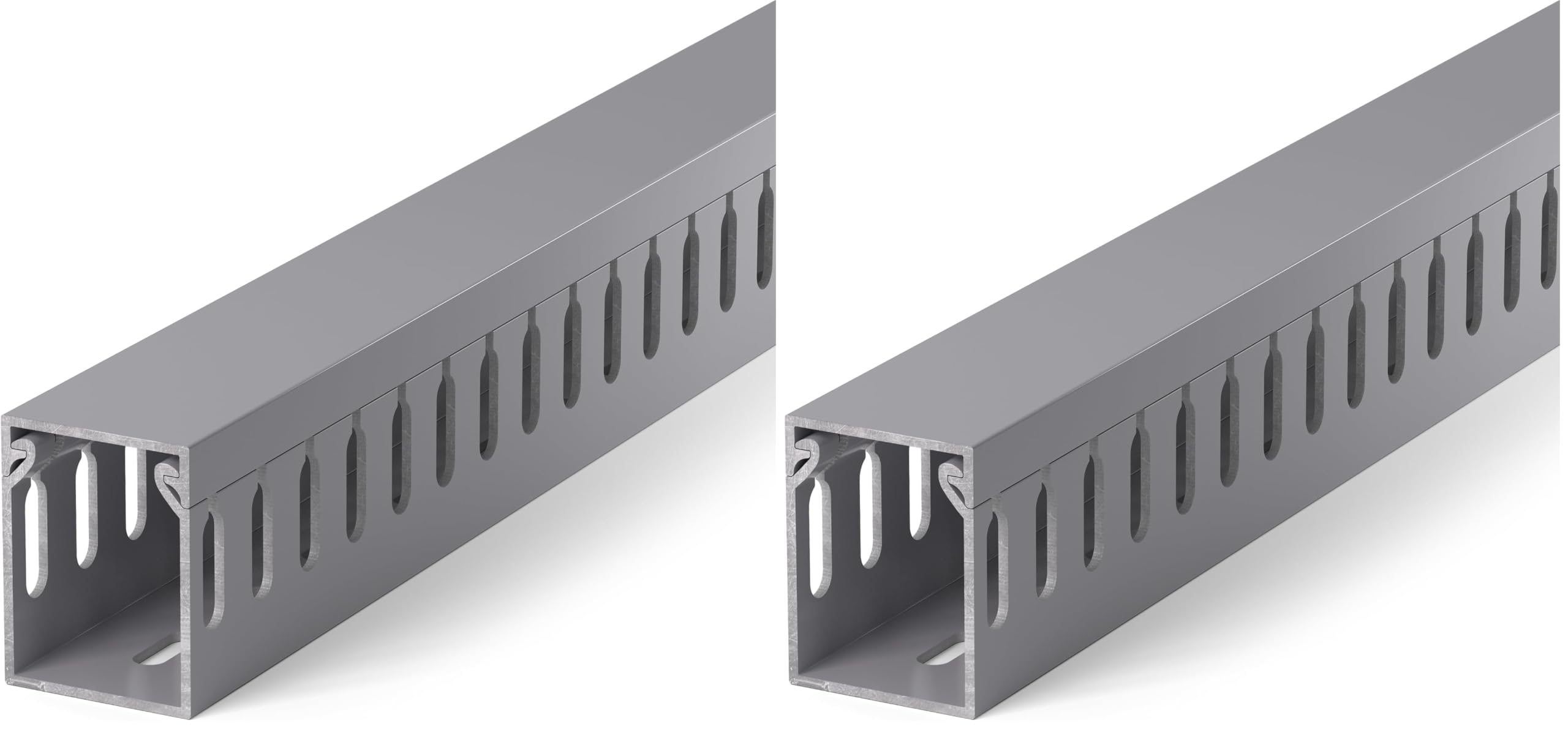 1.6" H x 1.2" W Cable Raceway, 99in Under Desk Wire Management Channel, Grey (Pack of 2)