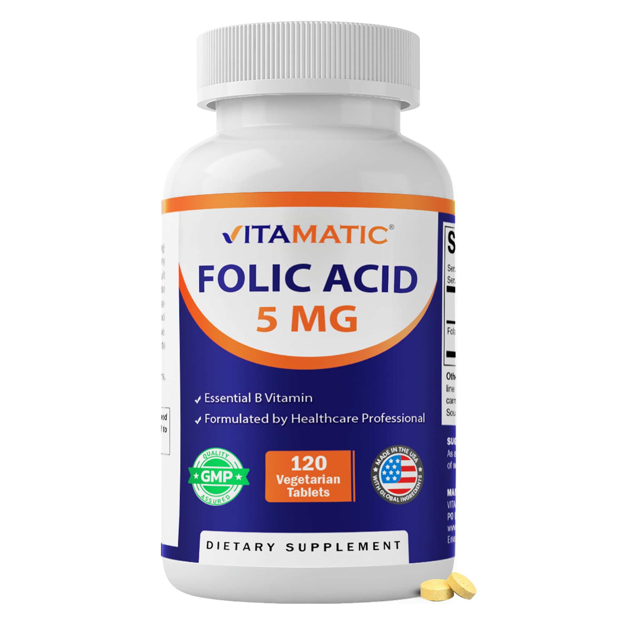 Vitamatic Folic Acid 5 mg (5,000 mcg), 120 Vegetarian Tablets (2 Pack) — Amazon image 10
