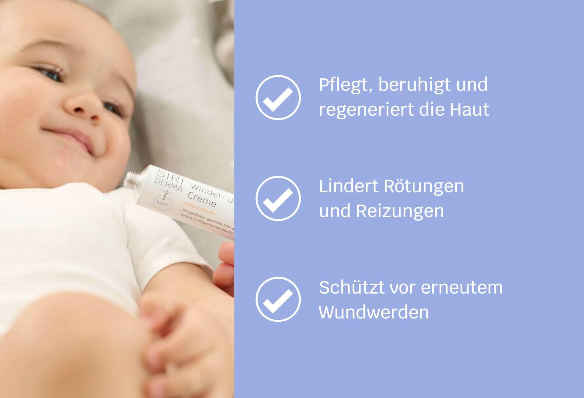 SIRIDERMA Windel- und Wundschutzcreme | Basische Pflege bei wundem Po und Windeldermatitis | Für Babys und Erwachsene (ohne Parfum, 50 ml)