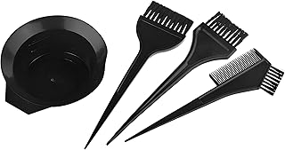 Styling Tools Set - Practical hair dye accessory kit featuring bowls, brushes and two-sided comb designed for smooth application, perfect for salons and home coloring, durable black 4 piece pack