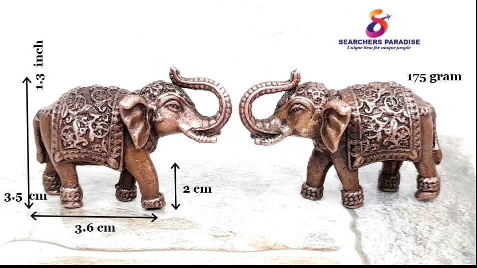 Image of Paired Elephant Murti Copper Idol - 1.3 in - Pack of 2