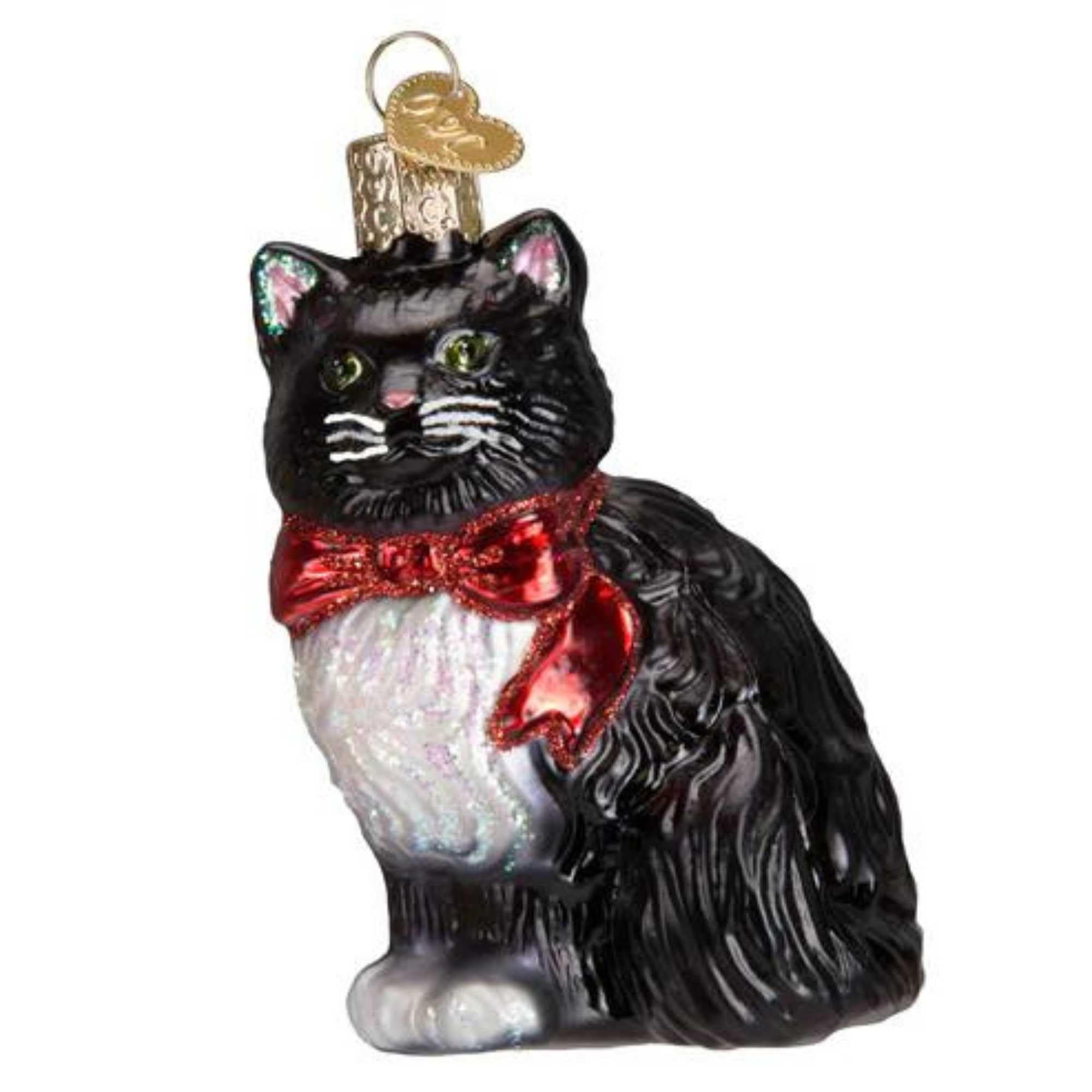 Old World Christmas Cat Lover Glass Blown Ornaments for Christmas Tree Tuxedo Kitty