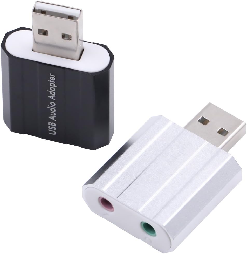 Yukeemi USB Audio Adapter 2pack 3.5mm Stereo Headphone/Speak and Mono Microphone Jacks C-Media HS-100 chip Plug-N-Play for Windows,Mac and Linux